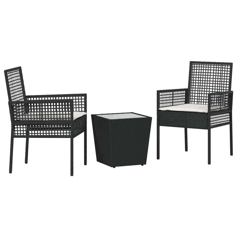 Zestaw Bistro Ogrodowego 3 pcs Czarny polirattan