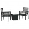 Zestaw Bistro Ogrodowego 3 pcs Czarny polirattan