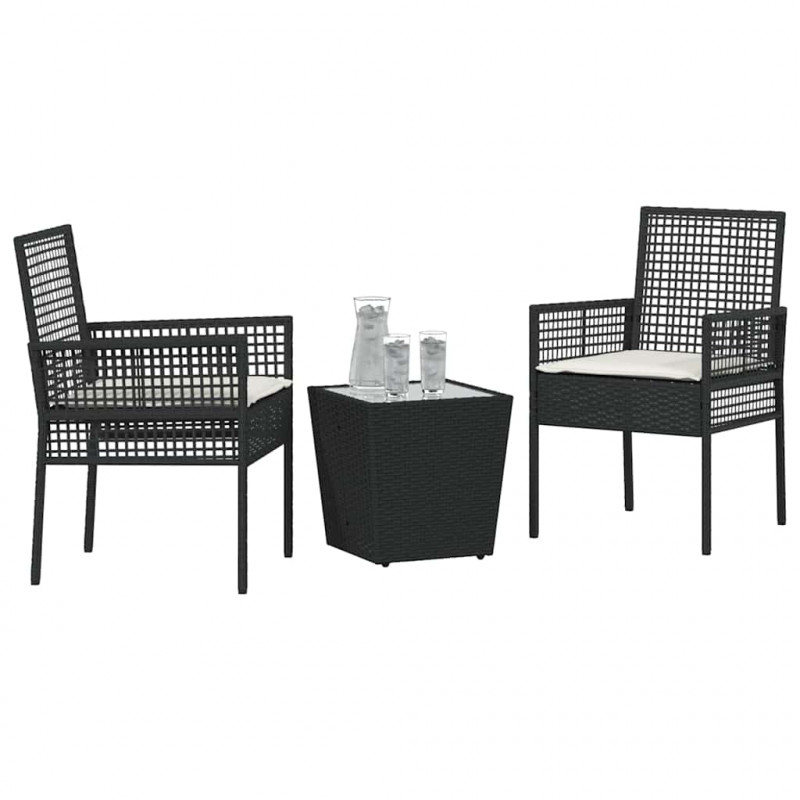 Zestaw Bistro Ogrodowego 3 pcs Czarny polirattan