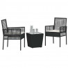 Zestaw Bistro Ogrodowego 3 pcs Czarny polirattan