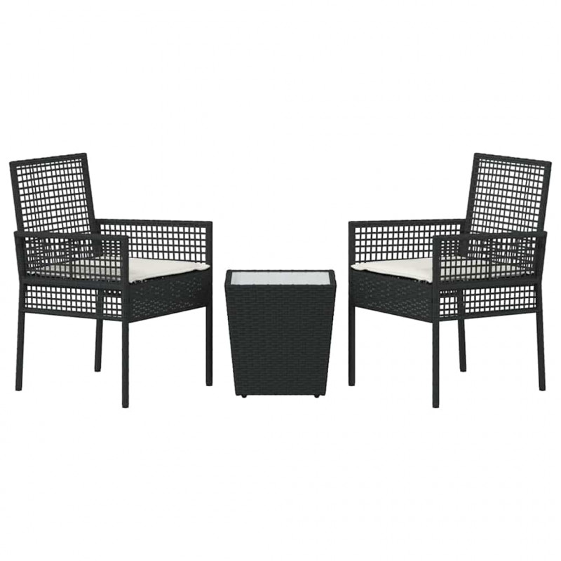 Zestaw Bistro Ogrodowego 3 pcs Czarny polirattan