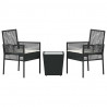 Zestaw Bistro Ogrodowego 3 pcs Czarny polirattan