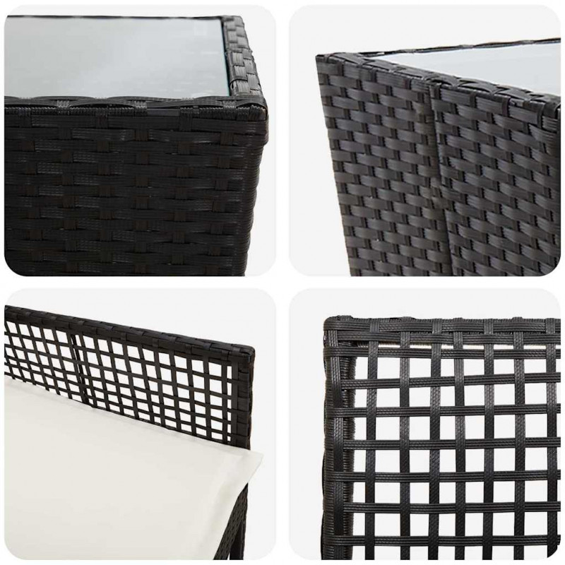 Zestaw Bistro Ogrodowego 3 pcs Czarny polirattan