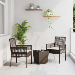 Zestaw Bistro Ogrodowego 3 pcs Brązowy polirattan