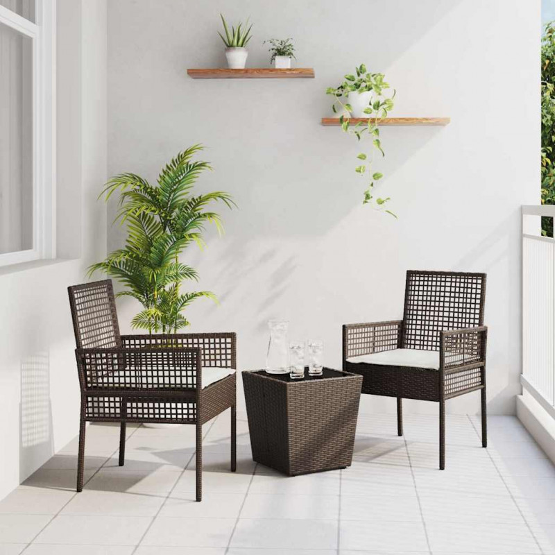 Zestaw Bistro Ogrodowego 3 pcs Brązowy polirattan
