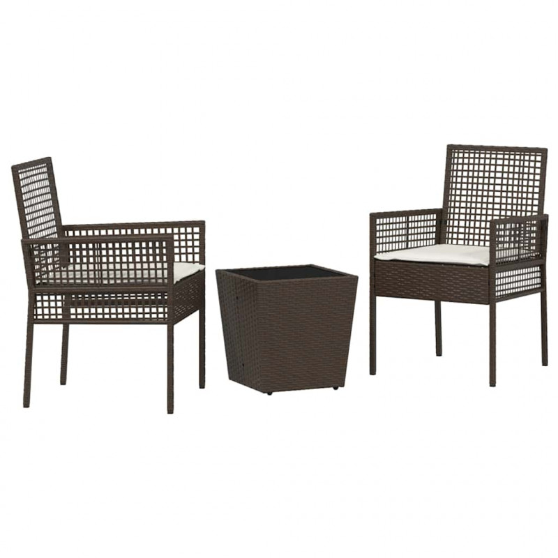 Zestaw Bistro Ogrodowego 3 pcs Brązowy polirattan