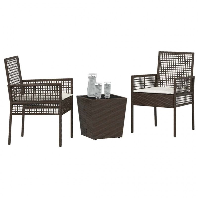 Zestaw Bistro Ogrodowego 3 pcs Brązowy polirattan