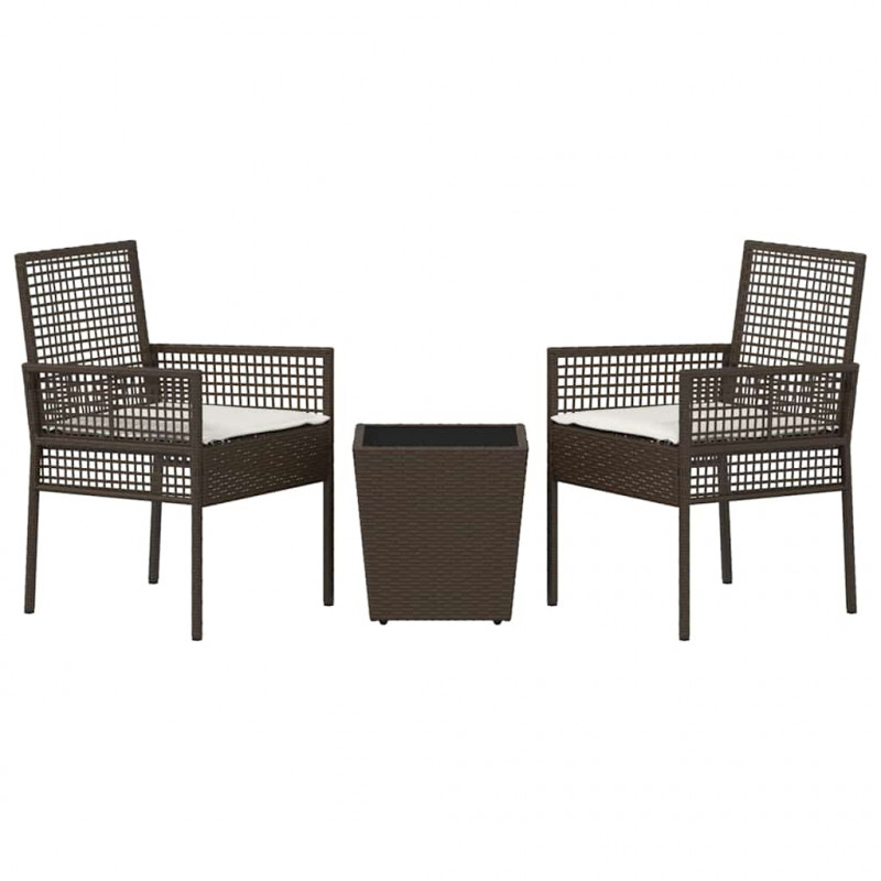 Zestaw Bistro Ogrodowego 3 pcs Brązowy polirattan