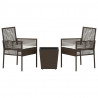 Zestaw Bistro Ogrodowego 3 pcs Brązowy polirattan