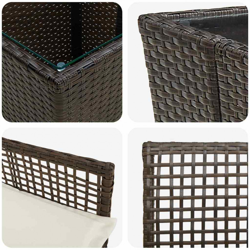 Zestaw Bistro Ogrodowego 3 pcs Brązowy polirattan