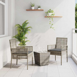 Zestaw Bistro Ogrodowego 3 pcs Szary polirattan