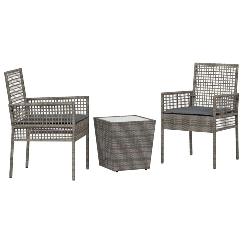 Zestaw Bistro Ogrodowego 3 pcs Szary polirattan