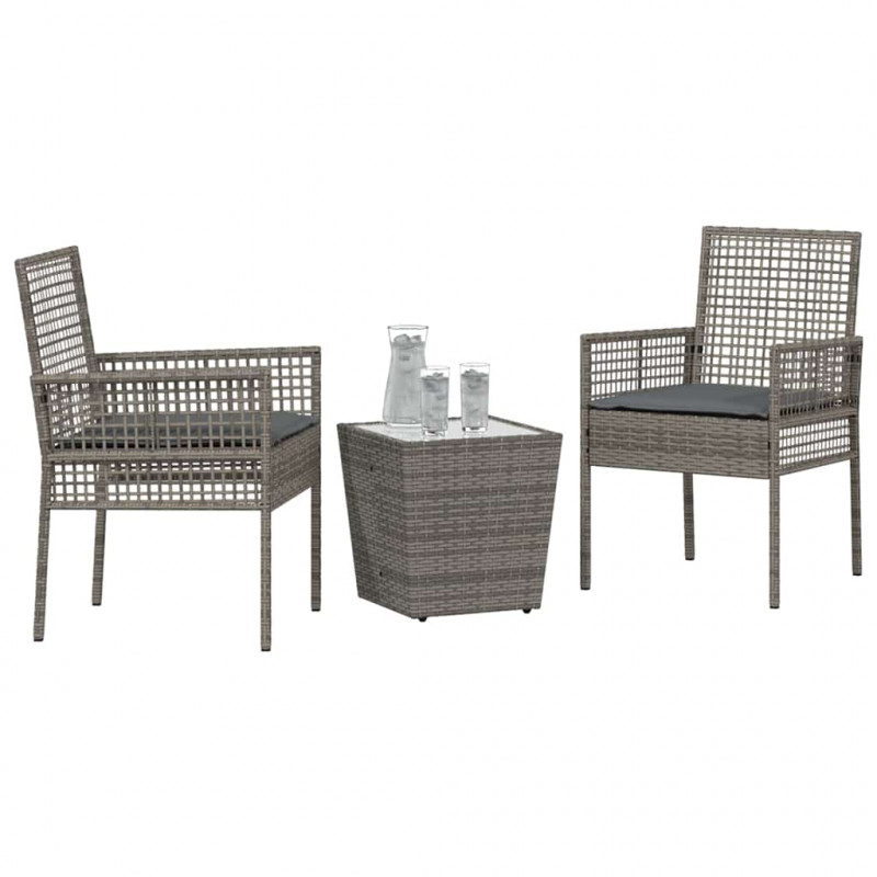 Zestaw Bistro Ogrodowego 3 pcs Szary polirattan