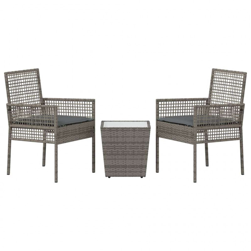 Zestaw Bistro Ogrodowego 3 pcs Szary polirattan
