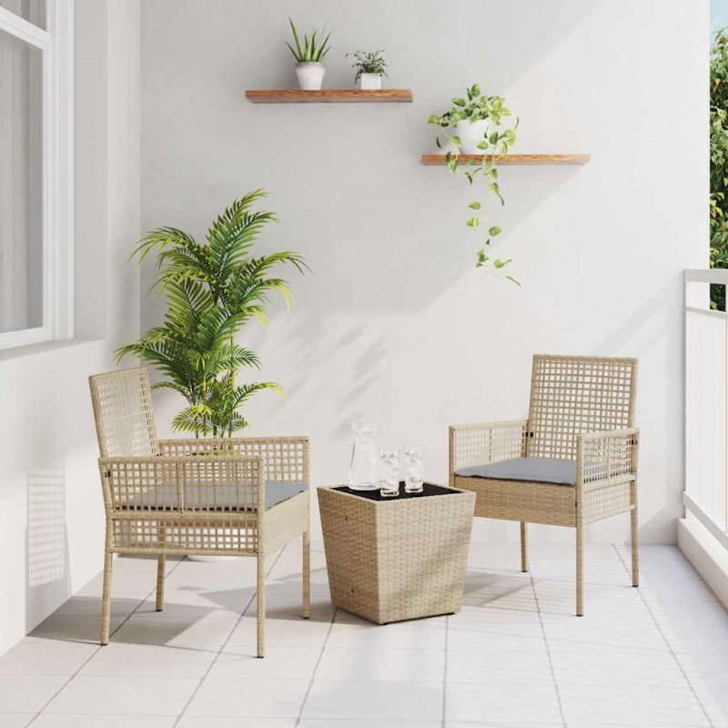 Zestaw Bistro Ogrodowego 3 pcs Beżowy polirattan