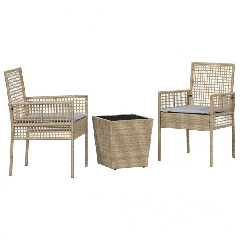 Zestaw Bistro Ogrodowego 3 pcs Beżowy polirattan