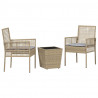 Zestaw Bistro Ogrodowego 3 pcs Beżowy polirattan