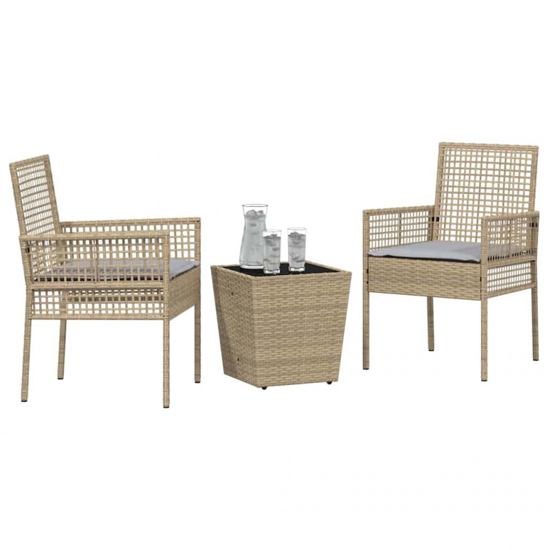 Zestaw Bistro Ogrodowego 3 pcs Beżowy polirattan