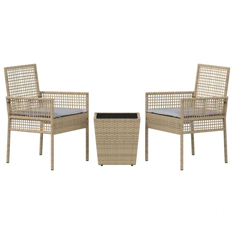 Zestaw Bistro Ogrodowego 3 pcs Beżowy polirattan