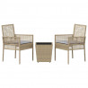Zestaw Bistro Ogrodowego 3 pcs Beżowy polirattan