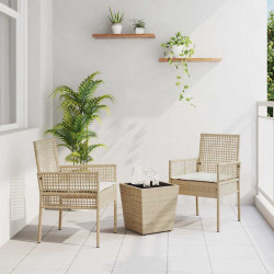 Zestaw Bistro Ogrodowego 3 pcs Beżowy polirattan