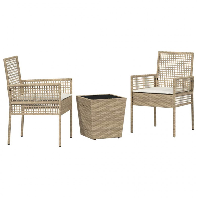 Zestaw Bistro Ogrodowego 3 pcs Beżowy polirattan