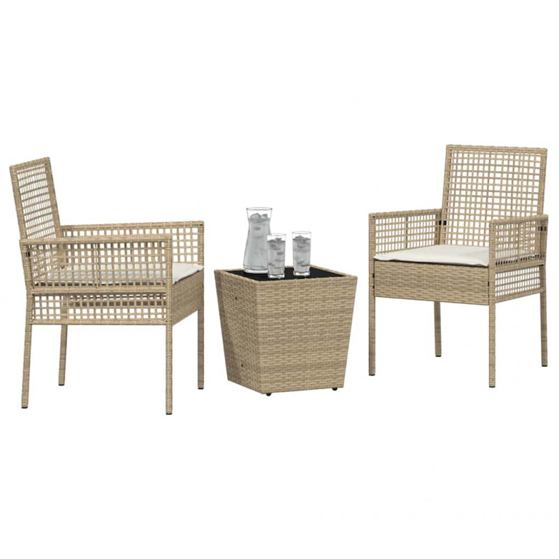 Zestaw Bistro Ogrodowego 3 pcs Beżowy polirattan