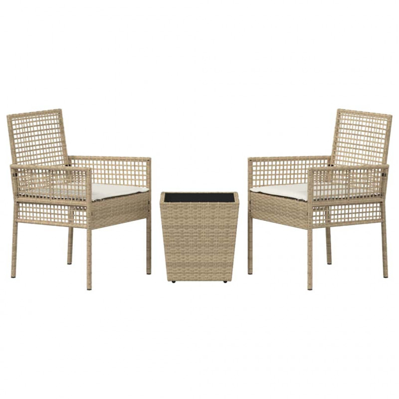 Zestaw Bistro Ogrodowego 3 pcs Beżowy polirattan