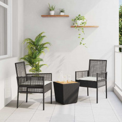 Zestaw Bistro Ogrodowego 3 pcs Czarny polirattan