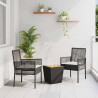 Zestaw Bistro Ogrodowego 3 pcs Czarny polirattan
