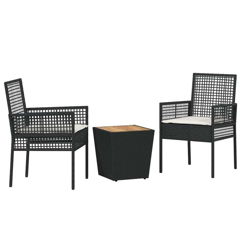 Zestaw Bistro Ogrodowego 3 pcs Czarny polirattan