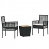 Zestaw Bistro Ogrodowego 3 pcs Czarny polirattan