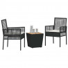 Zestaw Bistro Ogrodowego 3 pcs Czarny polirattan
