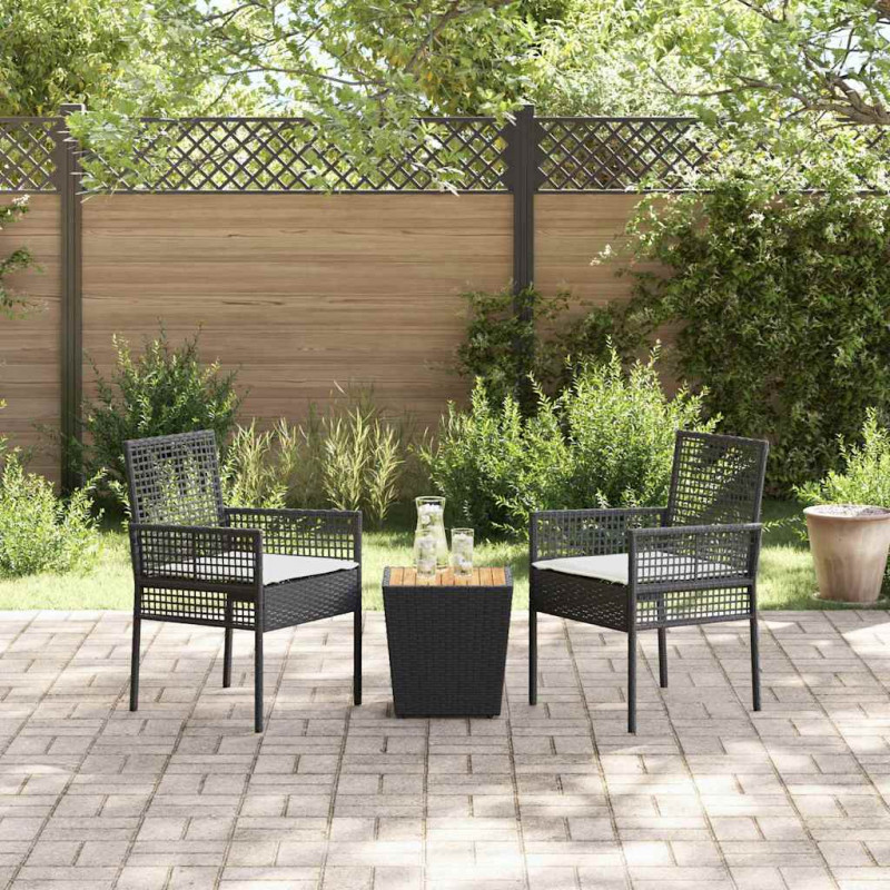 Zestaw Bistro Ogrodowego 3 pcs Czarny polirattan