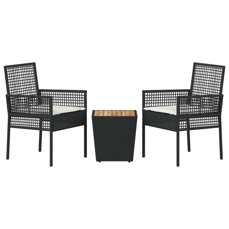 Zestaw Bistro Ogrodowego 3 pcs Czarny polirattan