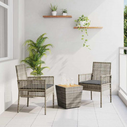 Zestaw Bistro Ogrodowego 3 pcs Szary polirattan