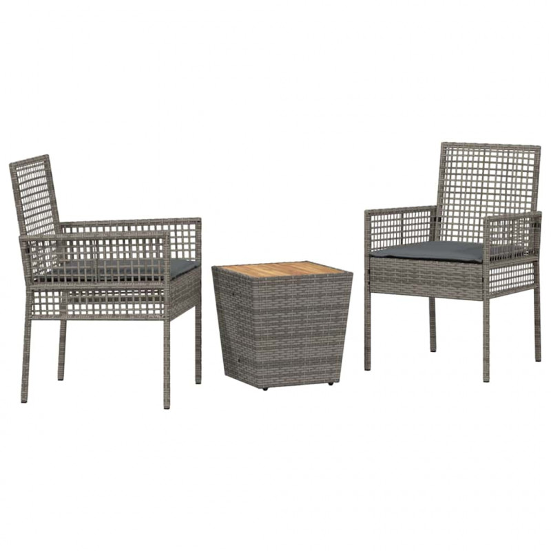 Zestaw Bistro Ogrodowego 3 pcs Szary polirattan
