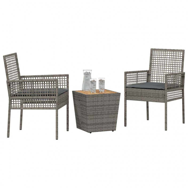 Zestaw Bistro Ogrodowego 3 pcs Szary polirattan