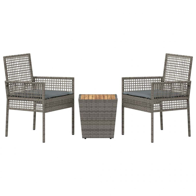 Zestaw Bistro Ogrodowego 3 pcs Szary polirattan