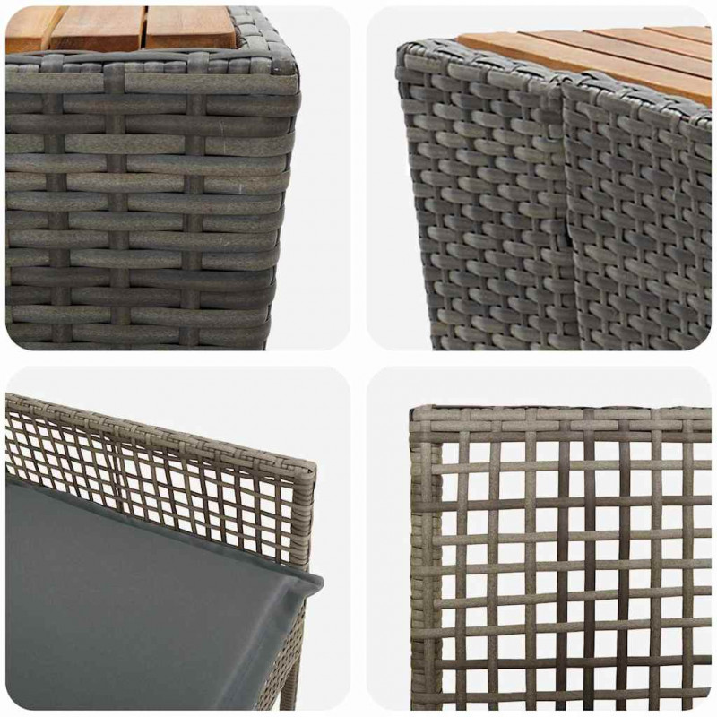 Zestaw Bistro Ogrodowego 3 pcs Szary polirattan