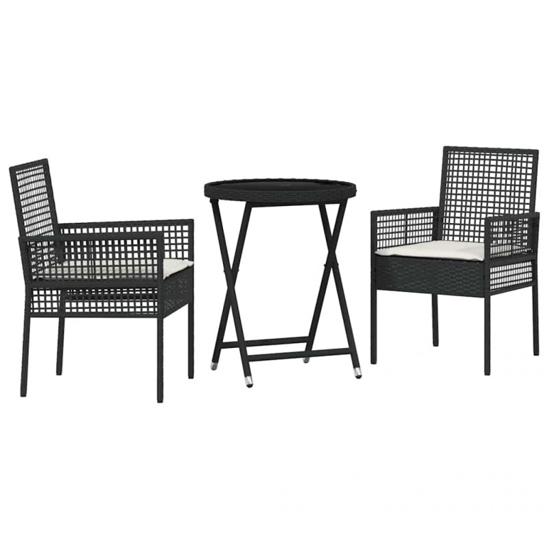 Zestaw Bistro Ogrodowego 3 pcs Czarny polirattan