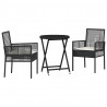 Zestaw Bistro Ogrodowego 3 pcs Czarny polirattan