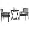 Zestaw Bistro Ogrodowego 3 pcs Czarny polirattan