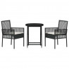 Zestaw Bistro Ogrodowego 3 pcs Czarny polirattan
