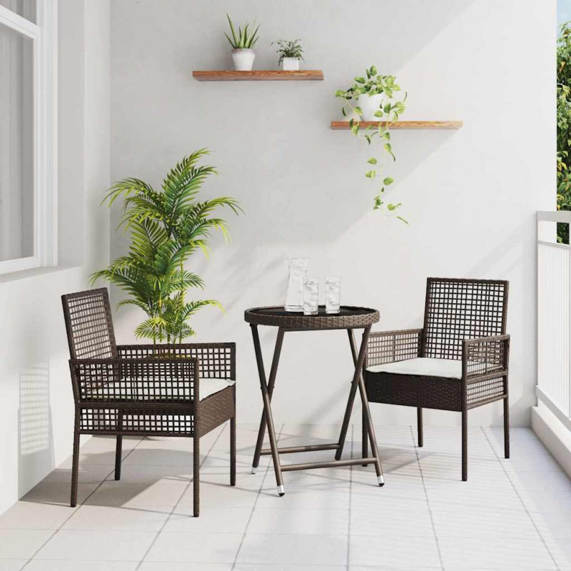 Zestaw Bistro Ogrodowego 3 pcs Brązowy polirattan