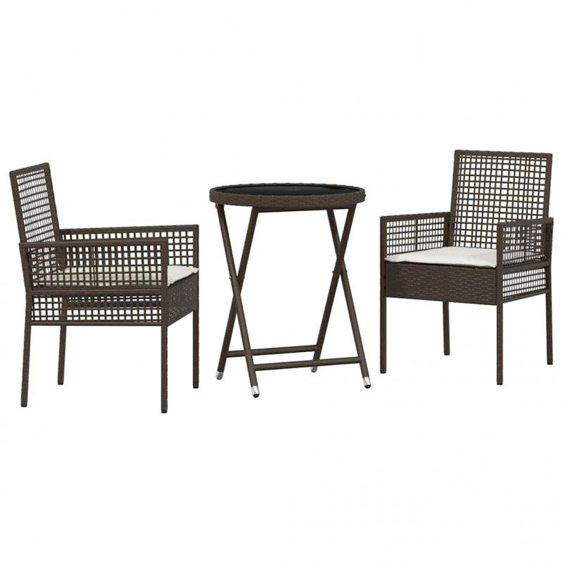 Zestaw Bistro Ogrodowego 3 pcs Brązowy polirattan