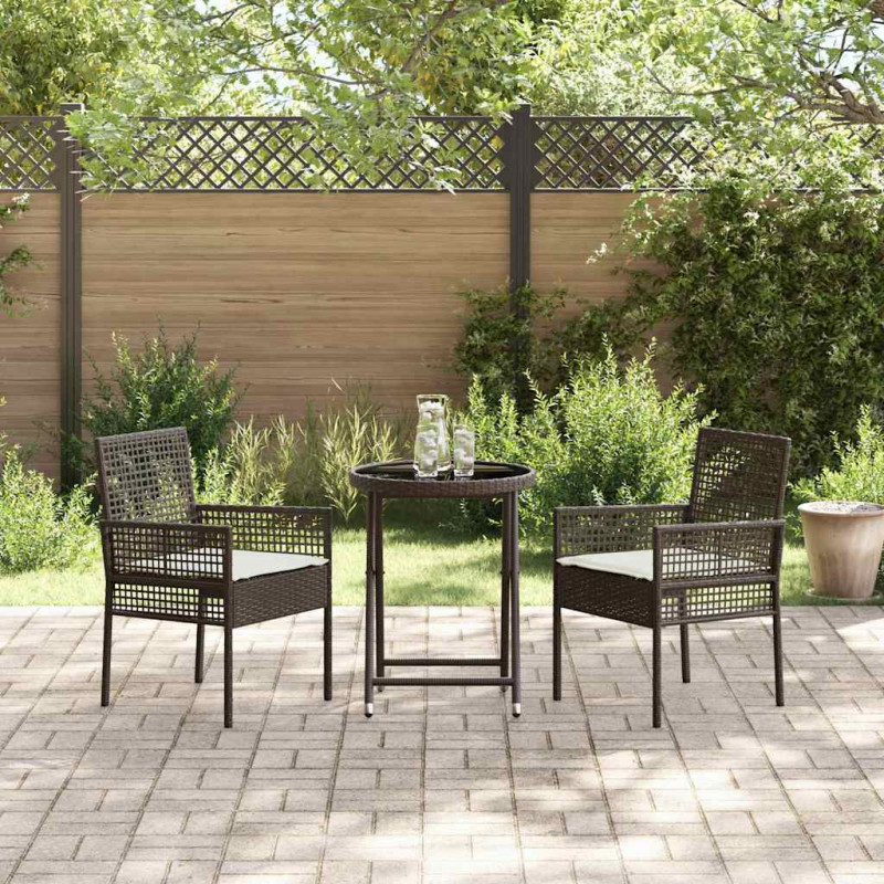 Zestaw Bistro Ogrodowego 3 pcs Brązowy polirattan