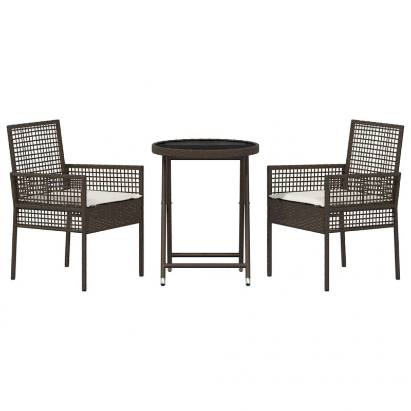Zestaw Bistro Ogrodowego 3 pcs Brązowy polirattan
