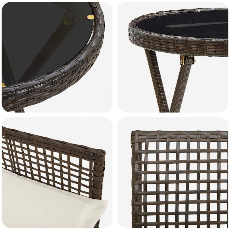 Zestaw Bistro Ogrodowego 3 pcs Brązowy polirattan