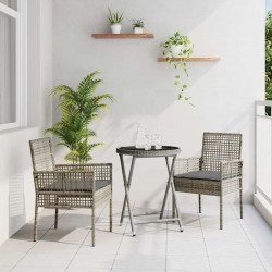 Zestaw Bistro Ogrodowego 3 pcs Szary polirattan